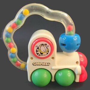 Vintage 1990 Garfield Push Engine Train Toy Rattle Squeak Button REMCO WORKS GUC